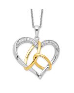 Sentimental Expressions Sterling Silver Gold-plated CZ To Have And To Hold 18in Necklace
