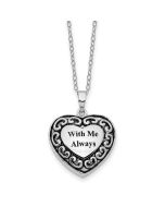 Sentimental Expressions Sterling Silver Rhodium-plated With Me Always Ash Holder 18 Inch Necklace