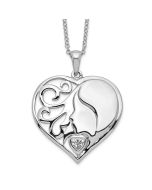 Sentimental Expressions Sterling Silver Rhodium-plated CZ My Daughter, My Heart's Treasure 18in Necklace