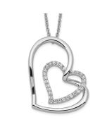 Sentimental Expressions Sterling Silver Rhodium-plated Antiqued CZ Thank You Grandma 18in Hearts Necklace