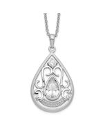 Sentimental Expressions Sterling Silver Rhodium-plated CZ In Loving Memory 18in Necklace