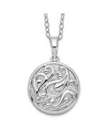 Sentimental Expressions Sterling Silver Rhodium-plated Tear in Circle Ash Holder 18 Inch Necklace