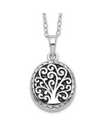Sentimental Expressions Sterling Silver Rhodium-plated Antiqued Tree of Life Ash Holder 18 Inch Necklace