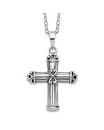 Sentimental Expressions Sterling Silver Rhodium-plated Antiqued Cross Ash Holder 18 Inch Necklace