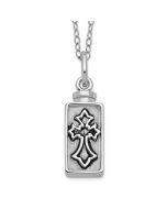 Sentimental Expressions Sterling Silver Rhodium-plated Antiqued Rectangle Box Cross Ash Holder 18 Inch Necklace