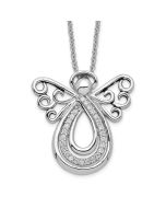 Sentimental Expressions Sterling Silver Rhodium-plated CZ Angel Of Comfort 18in. Necklace