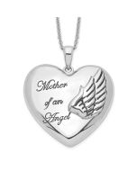 Sentimental Expressions Sterling Silver Rhodium-plated and Antiqued Mother of an Angel 18 Inch Necklace