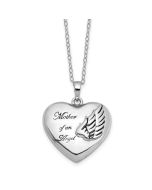 Sentimental Expressions Sterling Silver Rhodium-plated and Antiqued Mother of an Angel Heart Ash Holder 18 Inch Necklace
