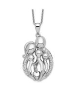 Sentimental Expressions Sterling Silver Rhodium-plated CZ Family of 5 Gathering 18in. Necklace