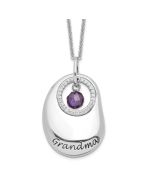 Sentimental Expressions Sterling Silver Rhodium-plated Antiqued CZ For You Grandma 18in. Necklace