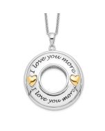 Sentimental Expressions Sterling Silver Gold-plated Antiqued CZ I Love You More 18in. Necklace