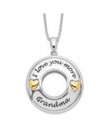 Sentimental Expressions Sterling Silver Gold-plated Antique CZ I Love You More Grandma 18in Necklace