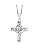 Sentimental Expressions Sterling Silver Rhodium-plated Prayer Cross 18in. Necklace