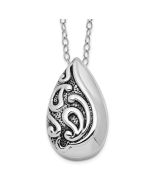 Sentimental Expressions Sterling Silver Rhodium-plated Antiqued Teardrop Ash Holder 18 Inch Necklace