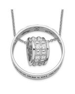 Sentimental Expressions Sterling Silver Rhodium-plated CZ Antiqued Mother and Daughter 18 Inch Necklace