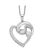 Sentimental Expressions Sterling Silver Rhodium-plated CZ Motherhood 18in. Necklace