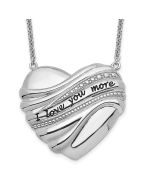 Sentimental Expressions Sterling Silver Rhodium-plated Antiqued I Love You More 18in. Necklace