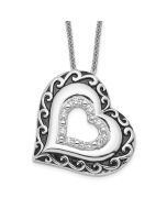 Sentimental Expressions Sterling Silver Rhodium-plated CZ Antiqued Mother Of the Bride 18in. Necklace
