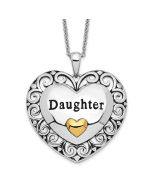 Sentimental Expressions Sterling Silver Gold-plated Antiqued Daughter 18in. Necklace