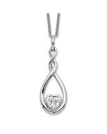 Sentimental Expressions Sterling Silver Rhodium-plated CZ Love You Forever 18in. Necklace