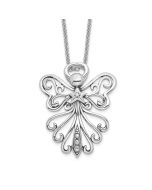 Sentimental Expressions Sterling Silver Rhodium-plated CZ Antiqued Angel, Heavenly Angel 18 Inch Necklace