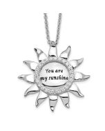 Sentimental Expressions Sterling Silver Rhodium-plated CZ Antiqued You Are My Sunshine 18in. Necklace