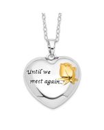 Sentimental Expressions Sterling Silver Rhodium-plated Antiqued Gold-tone Accent Until We Meet Again Heart Ash Holder 18 Inch Necklace