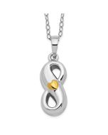Sentimental Expressions Sterling Silver Rhodium-plated Gold-tone Heart Accent Infinite Love Ash Holder 18 Inch Necklace
