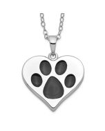 Sentimental Expressions Sterling Silver Rhodium-plated Antiqued Black Paw In Heart Ash Holder 18 Inch Necklace
