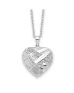 Sentimental Expressions Sterling Silver CZ Bandaged Heart Ash Holder 18 Inch Necklace