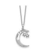 Sentimental Expressions Sterling Silver Rhodium-plated CZ Antiqued Family Of Stars 18 Inch Necklace