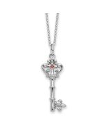 Sentimental Expressions Sterling Silver Rhodium-plated Red CZ Antiqued Key of David 18in Necklace