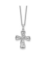 Sentimental Expressions Sterling Silver Rhodium-plated Love Never Fails Cross 22in Necklace
