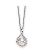 Sentimental Expressions Sterling Silver Rose-tone SS and Rose-Tone Vibrant CZ Warm Embrace 18in Necklace