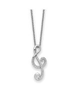 Sentimental Expressions Sterling Silver Rhodium-plated CZ Music 18in Necklace