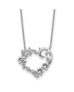 Sentimental Expressions Sterling Silver Rhodium-plated CZ My Special Pet Heart 18in Necklace
