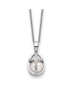 Sentimental Expressions Sterling Silver Rhodium-plated FWC Pearl Commitment 18in Necklace