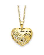 Sentimental Expressions Sterling Silver Gold-tone CZ Heart of Gold 18in Necklace