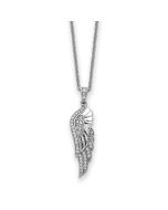 Sentimental Expressions Sterling Silver Rhodium-plated CZ Heaven Sent Wing 22in Necklace
