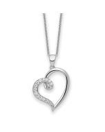 Sentimental Expressions Sterling Silver Rhodium-plated CZ Friendship Heart 18in Necklace