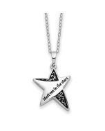 Sentimental Expressions Sterling Silver Rhodium-plated Antiqued Meet Me In The Stars 18 Inch Ash Holder Necklace