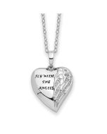 Sentimental Expressions Sterling Silver Rhodium-plated Antiqued CZ Fly With The Angels Ash Holder 18 Inch Necklace