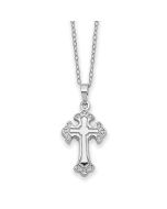 Sentimental Expressions Sterling Silver Rhodium-plated CZ Eternal Home Cross Ash Holder 18 Inch Necklace