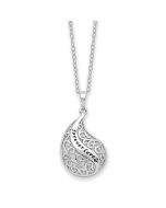 Sentimental Expressions Sterling Silver Rhodium-plated Antiqued Forever Loved Ash Holder 18 Inch Necklace