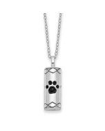Sentimental Expressions Sterling Silver Rhodium-plated Antiqued Cylinder with Paws Ash Holder 18 Inch Necklace