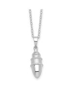 Sentimental Expressions Sterling Silver Rhodium-plated Beaded Bulb Shaped Ash Holder 18 Inch Necklace
