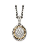 Sculpted Iris Soft Cascade Shey Couture Sterling Silver with 14K Accent 18 Inch Antiqued Diamond Necklace