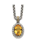 Sculpted Violet Sleek Sun Shey Couture Sterling Silver with 14K Accent 18 Inch Antiqued Oval Citrine Necklace