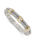 Selene Shey Couture Sterling Silver with 14K Accent Antiqued 1/4ct. Diamond Hinged Bangle Bracelet