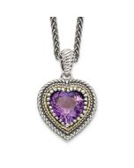 Classic Echo Bold Meadow Shey Couture Sterling Silver with 14K Accent 18 inch Antiqued Amethyst Heart Necklace